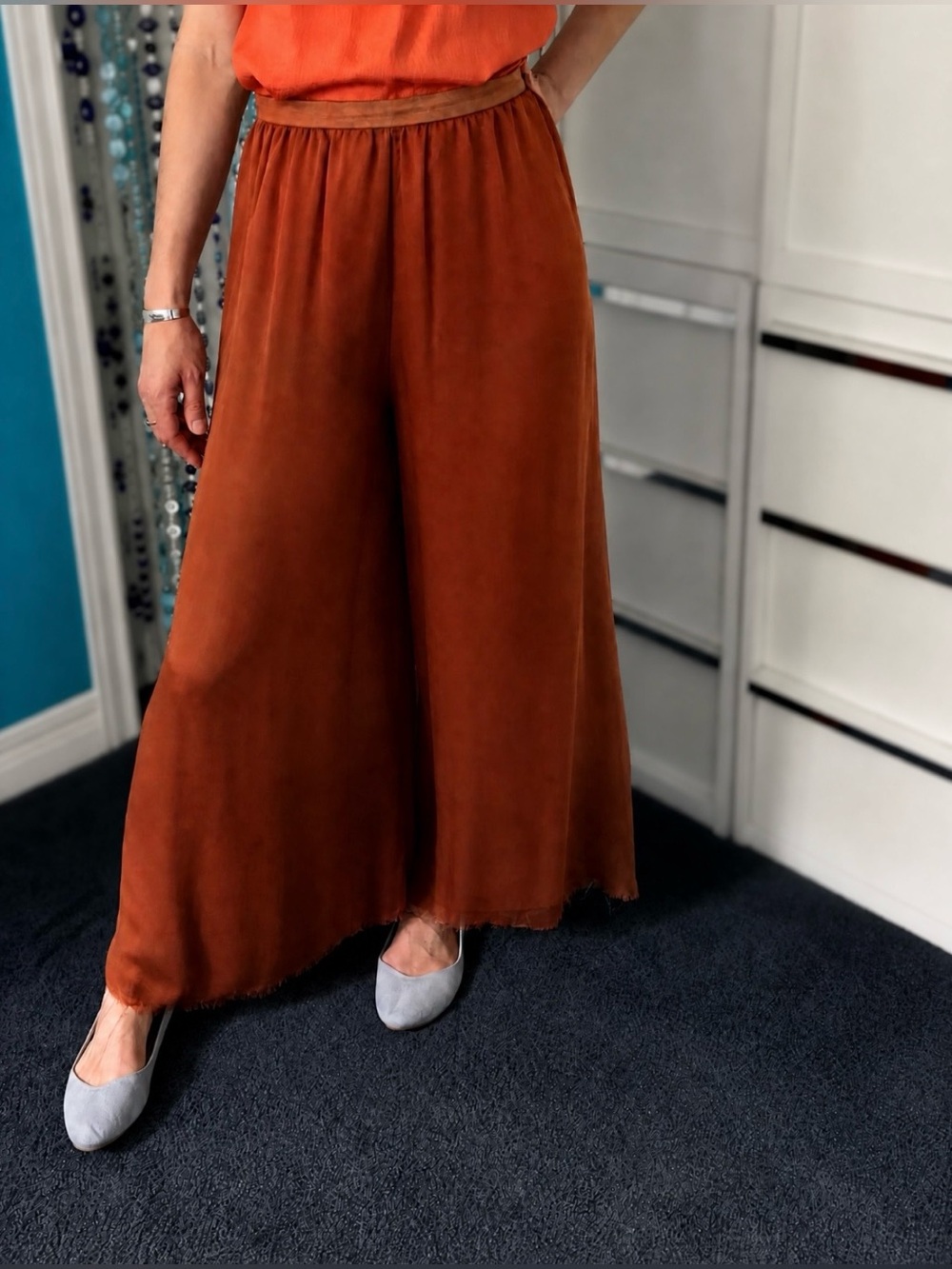 Vintage Chloé Paris Silk Wide Pants| Dégradé Earthy Tones • Art to Wear